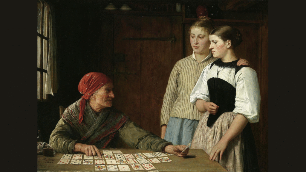 La cartomante di Albert Anker, dipinto del 1880 raffigurante una lettura delle carte