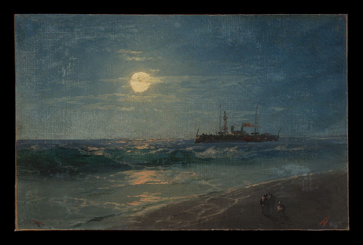 Nave in mare di notte illuminata dalla luna, dipinto di Ivan Aivazovsky