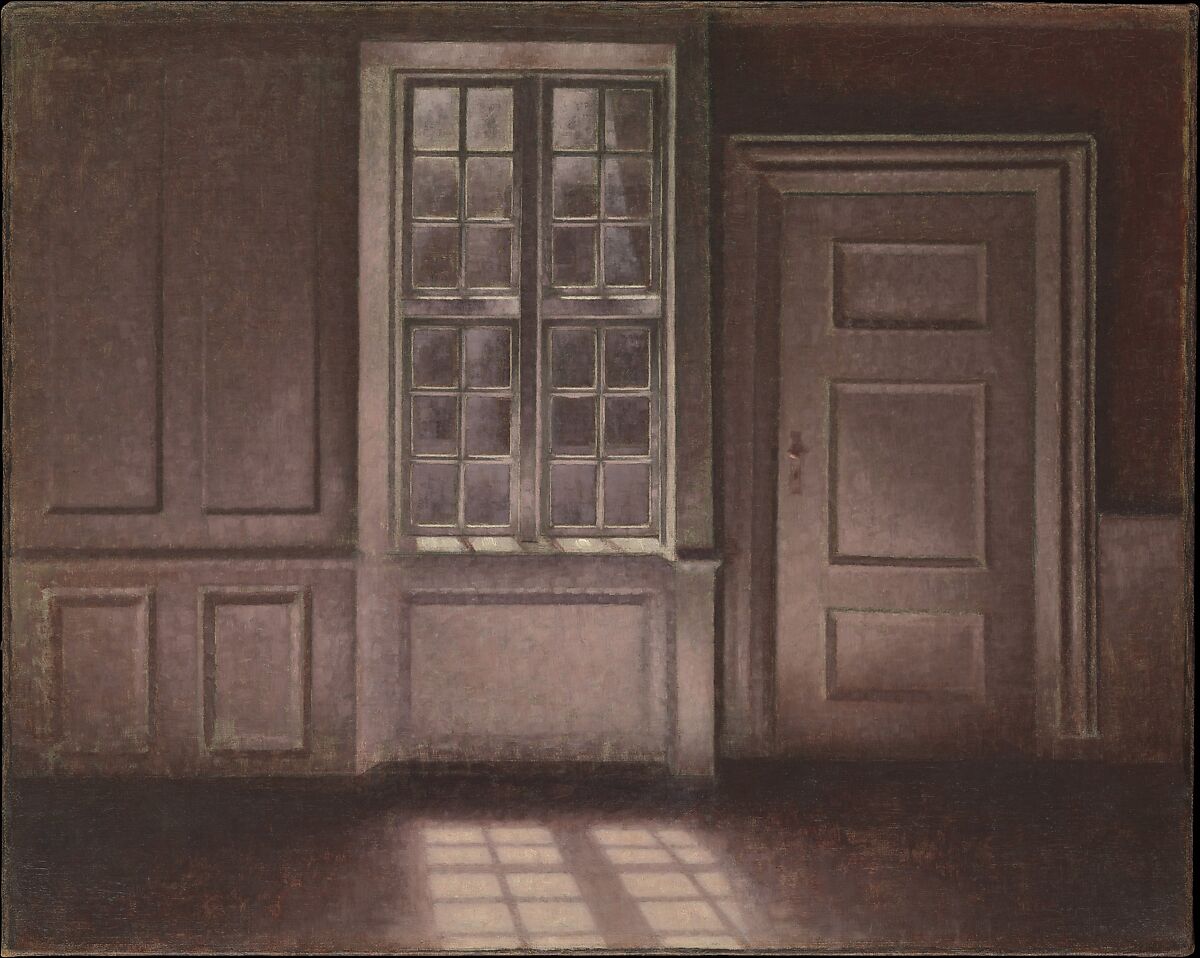 Stanza vuota illuminata dalla luce della luna, dipinto di Vilhelm Hammershøi